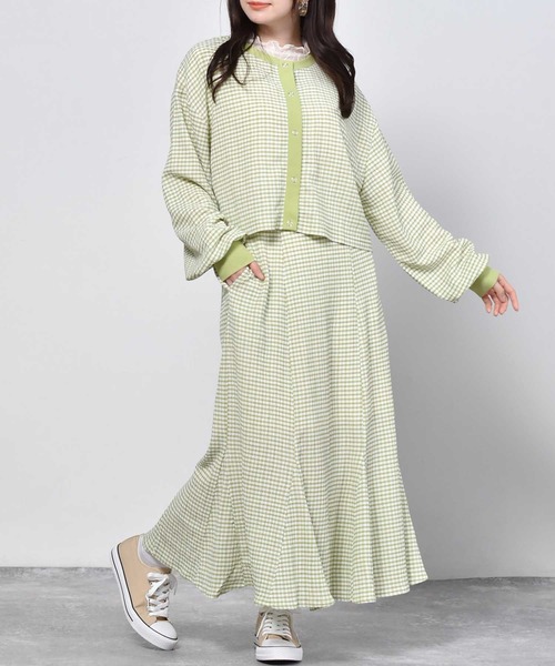 ems excite（エムズエキサイト）の「ギンガムチェックカットカーデ（カーディガン/ボレロ・レディース・オレンジ系その他/ブラック系その他/グリーン系その他・FREE）」の17枚目の写真