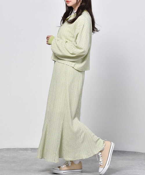 ems excite（エムズエキサイト）の「ギンガムチェックカットカーデ（カーディガン/ボレロ・レディース・オレンジ系その他/ブラック系その他/グリーン系その他・FREE）」の15枚目の写真