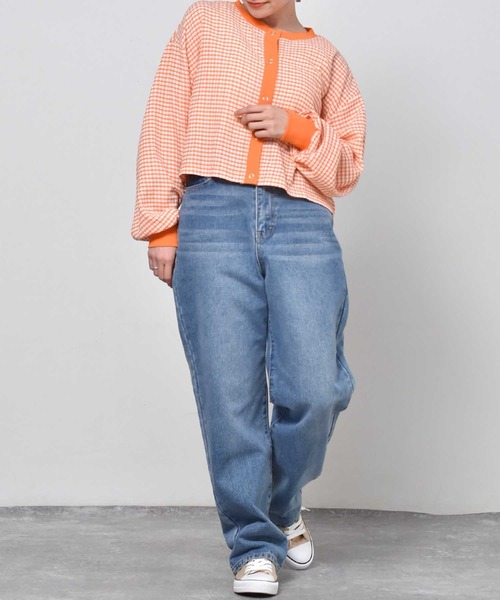 ems excite（エムズエキサイト）の「ギンガムチェックカットカーデ（カーディガン/ボレロ・レディース・オレンジ系その他/ブラック系その他/グリーン系その他・FREE）」の9枚目の写真