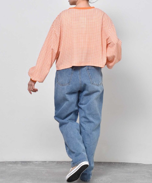 ems excite（エムズエキサイト）の「ギンガムチェックカットカーデ（カーディガン/ボレロ・レディース・オレンジ系その他/ブラック系その他/グリーン系その他・FREE）」の7枚目の写真