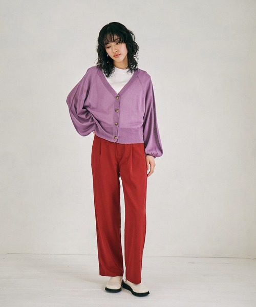 4youstory（フォーユーストーリー）の「【4youstory】2wayシアーニットカーディガン（カーディガン/ボレロ・レディース・ブラック/パープル/グリーン/アイボリー・MEDIUM）」の19枚目の写真