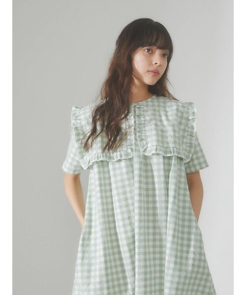 merry jenny（メリージェニー）の「flower刺繍ギンガムワンピース（ワンピース・レディース・ブラック/グリーン・FREE）」の15枚目の写真