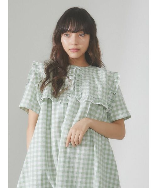 merry jenny（メリージェニー）の「flower刺繍ギンガムワンピース（ワンピース・レディース・ブラック/グリーン・FREE）」の11枚目の写真