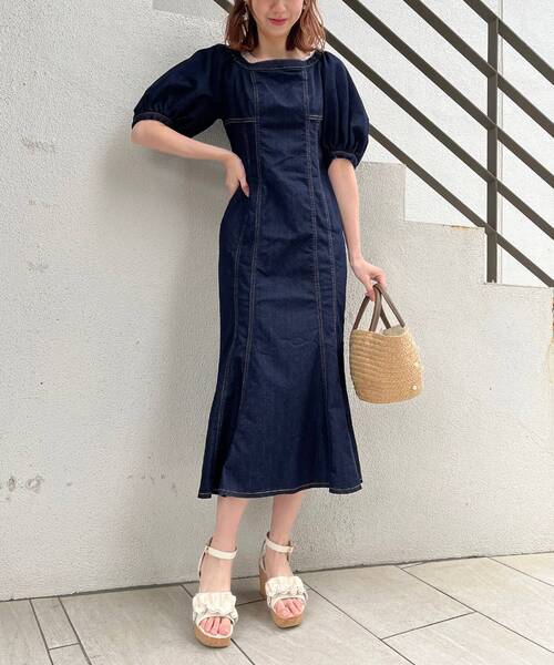 MAJESTIC LEGON(マジェスティックレゴン)の「オトナデニムワンピース(ワンピース)」|ネイビー