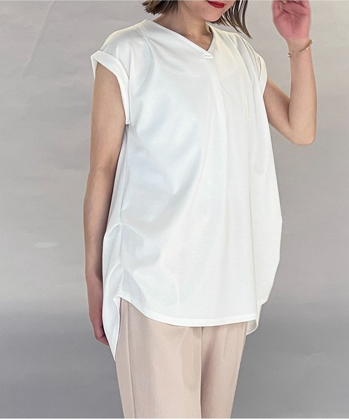 PICCIN（ピッチン）の「バックプリーツカットプルオーバー（Tシャツ/カットソー・レディース・ブラック/オフホワイト・M/L）」の3枚目の写真