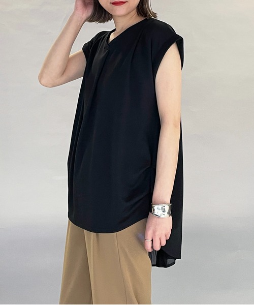 PICCIN（ピッチン）の「バックプリーツカットプルオーバー（Tシャツ/カットソー・レディース・ブラック/オフホワイト・M/L）」の15枚目の写真