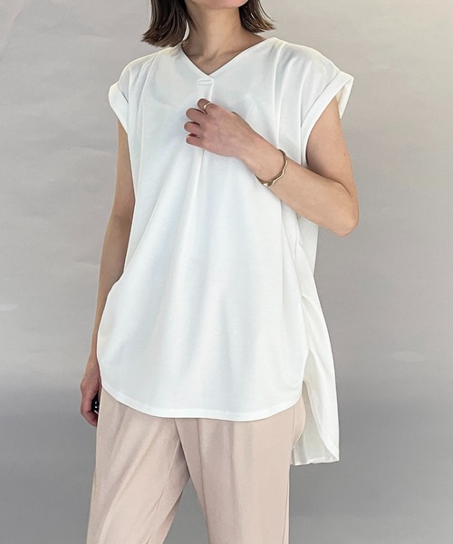 PICCIN（ピッチン）の「バックプリーツカットプルオーバー（Tシャツ/カットソー・レディース・ブラック/オフホワイト・M/L）」の7枚目の写真