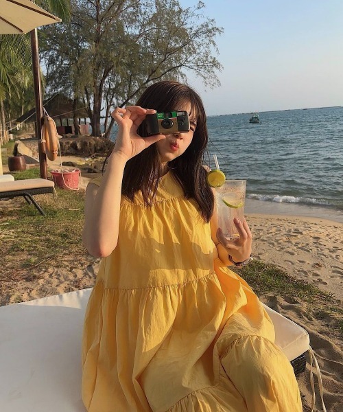 ノースリーブティーアードワンピース