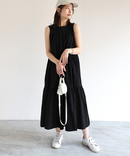 ノースリーブティーアードワンピース