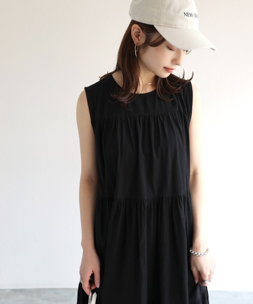 ノースリーブティーアードワンピース