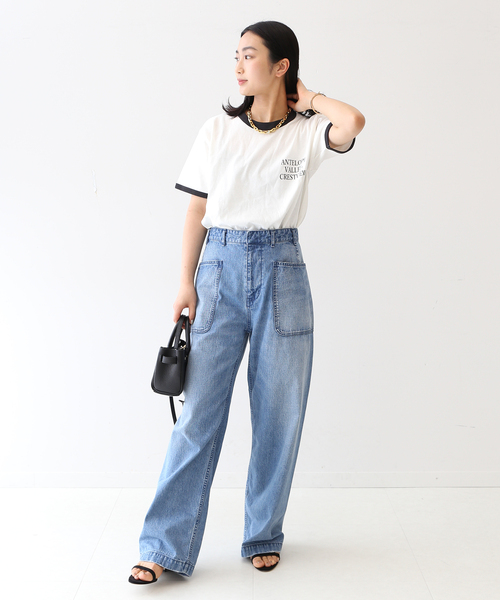 journal standard L'essage(ジャーナルスタンダードレサージュ)の「プリントトリムTシャツ(Tシャツ/カットソー・レディース・ブラック/ブルー・FREE)」の3枚目の写真