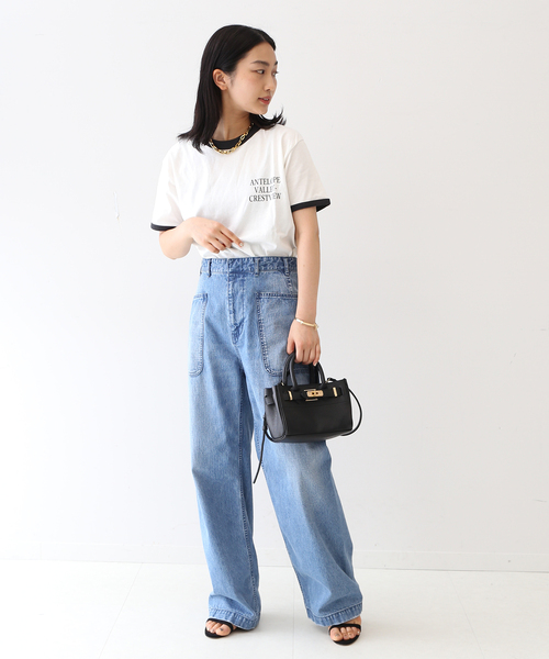 journal standard L'essage(ジャーナルスタンダードレサージュ)の「プリントトリムTシャツ(Tシャツ/カットソー・レディース・ブラック/ブルー・FREE)」の5枚目の写真