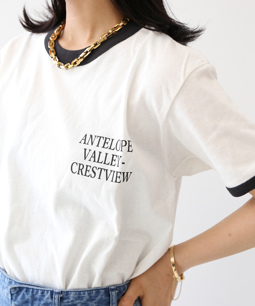 journal standard L'essage(ジャーナルスタンダードレサージュ)の「プリントトリムTシャツ(Tシャツ/カットソー・レディース・ブラック/ブルー・FREE)」の8枚目の写真