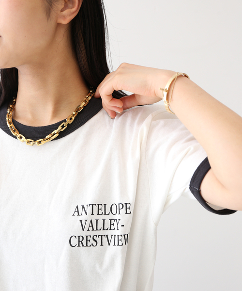 journal standard L'essage(ジャーナルスタンダードレサージュ)の「プリントトリムTシャツ(Tシャツ/カットソー・レディース・ブラック/ブルー・FREE)」の9枚目の写真