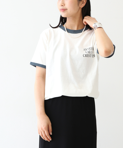 journal standard L'essage(ジャーナルスタンダードレサージュ)の「プリントトリムTシャツ(Tシャツ/カットソー・レディース・ブラック/ブルー・FREE)」の17枚目の写真