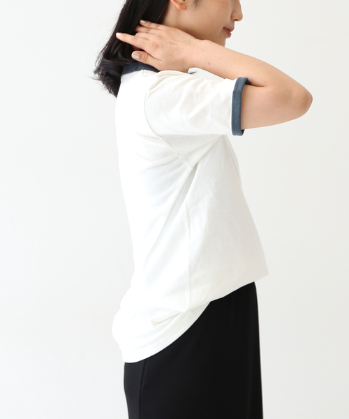 journal standard L'essage(ジャーナルスタンダードレサージュ)の「プリントトリムTシャツ(Tシャツ/カットソー・レディース・ブラック/ブルー・FREE)」の18枚目の写真