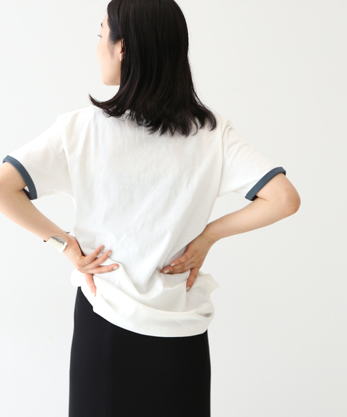 journal standard L'essage(ジャーナルスタンダードレサージュ)の「プリントトリムTシャツ(Tシャツ/カットソー・レディース・ブラック/ブルー・FREE)」の19枚目の写真