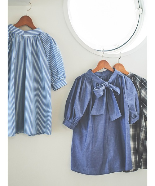 Te chichi（テチチ）の「【貴島明日香コラボ】バックリボンブラウス（シャツ/ブラウス・レディース・ブラック/ネイビー/ブルー・ﾌﾘ-）」の9枚目の写真