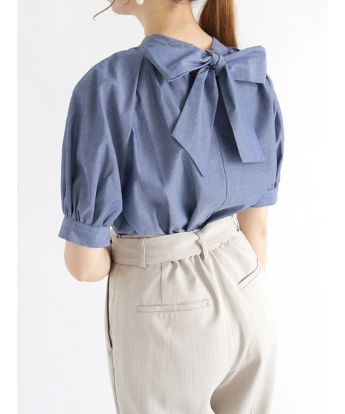 Te chichi（テチチ）の「【貴島明日香コラボ】バックリボンブラウス（シャツ/ブラウス・レディース・ブラック/ネイビー/ブルー・ﾌﾘ-）」の20枚目の写真