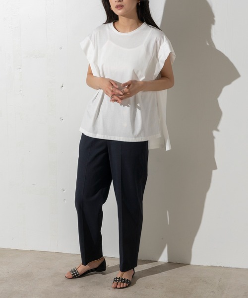 EUCLAID(エウクレイド)の「ノースリーブ裾フレアカットソー(Tシャツ/カットソー・レディース・ベージュ/ブラック/オフホワイト・FREE)」の4枚目の写真