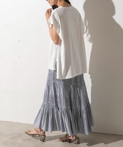 EUCLAID(エウクレイド)の「ノースリーブ裾フレアカットソー(Tシャツ/カットソー・レディース・ベージュ/ブラック/オフホワイト・FREE)」の10枚目の写真