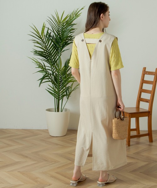 ANGIE（アンジー）の「リネンタッチVネックワンピース（ワンピース・レディース・ブラック/アイボリー・FREE）」の14枚目の写真