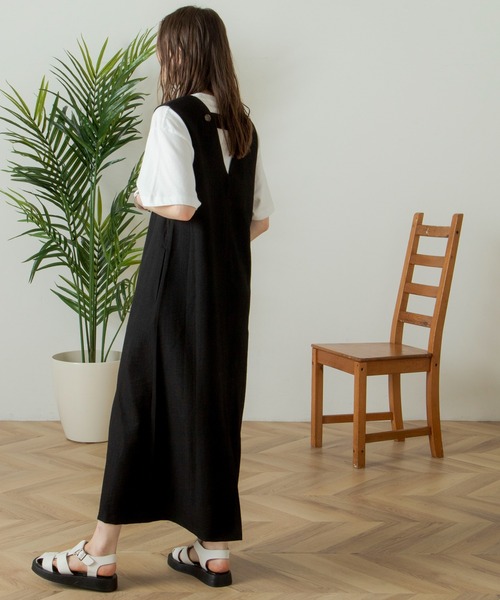 ANGIE（アンジー）の「リネンタッチVネックワンピース（ワンピース・レディース・ブラック/アイボリー・FREE）」の17枚目の写真