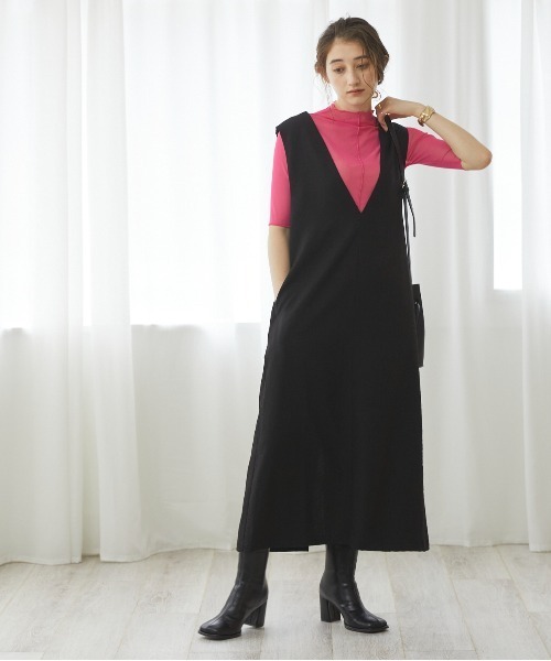 ANGIE（アンジー）の「リネンタッチVネックワンピース（ワンピース・レディース・ブラック/アイボリー・FREE）」の21枚目の写真