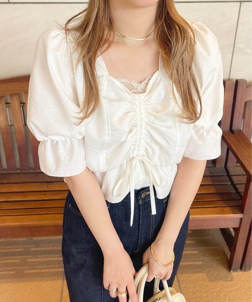 apres jour（アプレジュール）の「【セットアップ可能】チロルブラウス【ZOZOTOWN限定アイテム】（シャツ/ブラウス・レディース・ブラック/オフホワイト/ピンク・X-LARGE/フリー）」の6枚目の写真