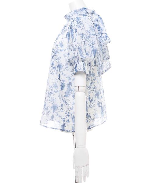 INGNI（イング）の「2WAYリボン花柄シアー／ブラウス（シャツ/ブラウス・レディース・ホワイト×ピンク/ホワイト×ブルー・M）」の4枚目の写真