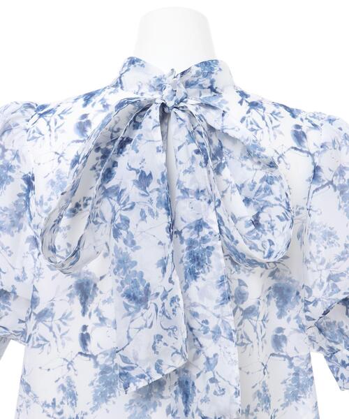 INGNI（イング）の「2WAYリボン花柄シアー／ブラウス（シャツ/ブラウス・レディース・ホワイト×ピンク/ホワイト×ブルー・M）」の7枚目の写真