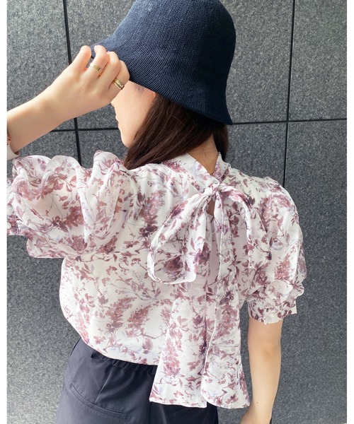 INGNI（イング）の「2WAYリボン花柄シアー／ブラウス（シャツ/ブラウス・レディース・ホワイト×ピンク/ホワイト×ブルー・M）」の17枚目の写真