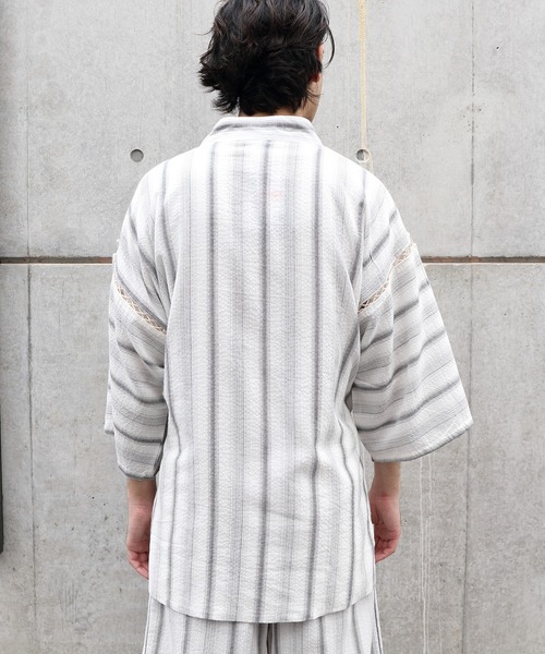 8(eight)(エイト)の「しじら織甚平(浴衣・メンズ・ホワイト/ブラック/ネイビー/ワインレッド・MEDIUM/X-LARGE/LARGE)」の11枚目の写真