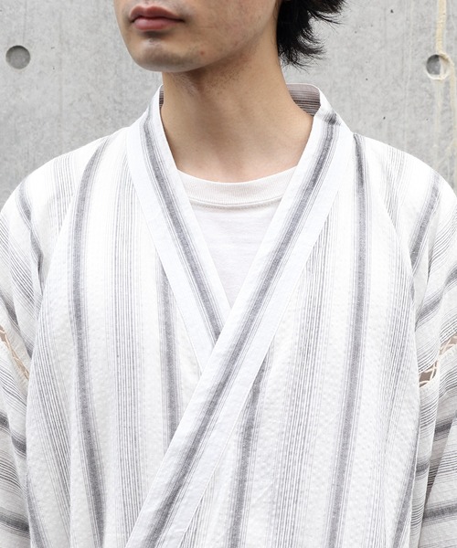 8(eight)(エイト)の「しじら織甚平(浴衣・メンズ・ホワイト/ブラック/ネイビー/ワインレッド・MEDIUM/X-LARGE/LARGE)」の6枚目の写真