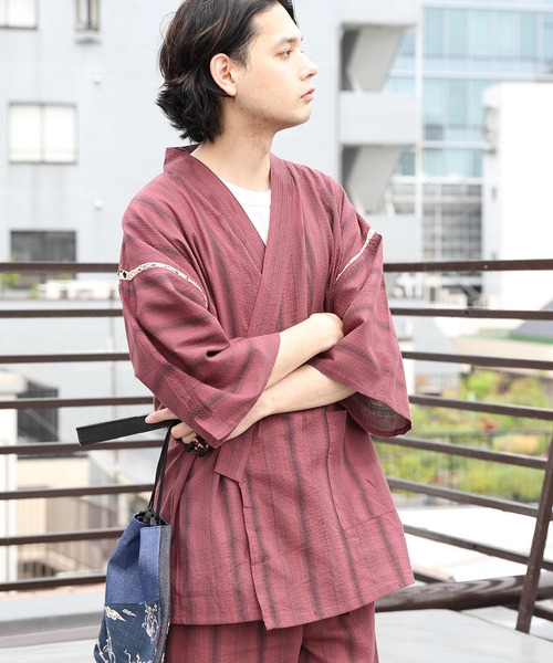 8(eight)(エイト)の「しじら織甚平(浴衣・メンズ・ホワイト/ブラック/ネイビー/ワインレッド・MEDIUM/X-LARGE/LARGE)」の18枚目の写真