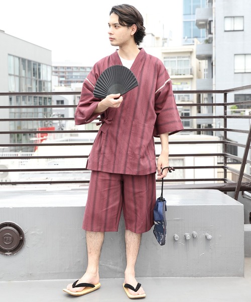 8(eight)(エイト)の「しじら織甚平(浴衣・メンズ・ホワイト/ブラック/ネイビー/ワインレッド・MEDIUM/X-LARGE/LARGE)」の19枚目の写真