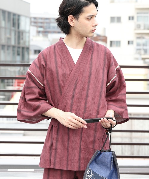 8(eight)(エイト)の「しじら織甚平(浴衣・メンズ・ホワイト/ブラック/ネイビー/ワインレッド・MEDIUM/X-LARGE/LARGE)」の17枚目の写真