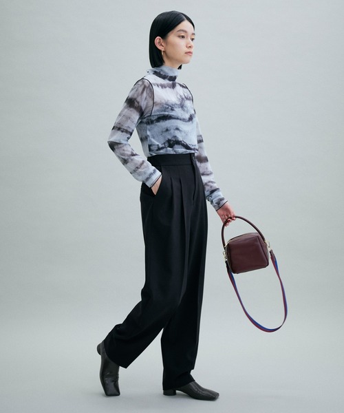 アダムエロペ ワイドパンツ ウール ハイウエスト ストライプ ネイビー S. ADAM ET ROPE'（アダムエロペ）の「【サステナブル・WEB限定
