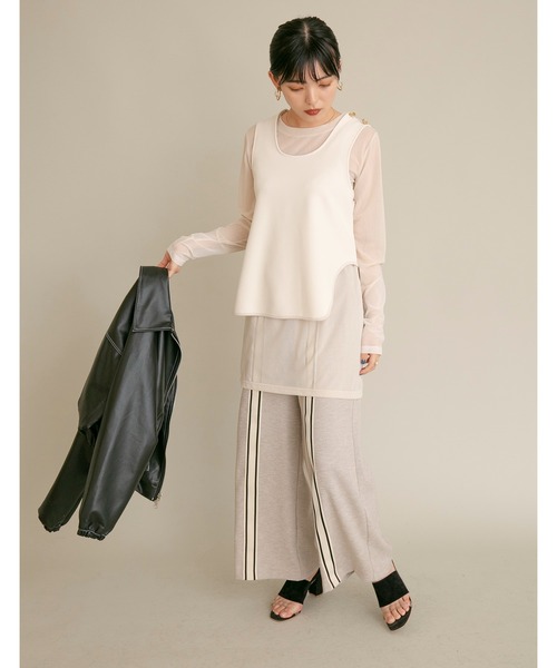Eimee Law(エイミーロウ)の「シアーインナーSETベストトップス(アンサンブル・レディース・アイボリー/ブラック・38)」の3枚目の写真