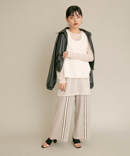 Eimee Law(エイミーロウ)の「シアーインナーSETベストトップス(アンサンブル・レディース・アイボリー/ブラック・38)」の10枚目の写真