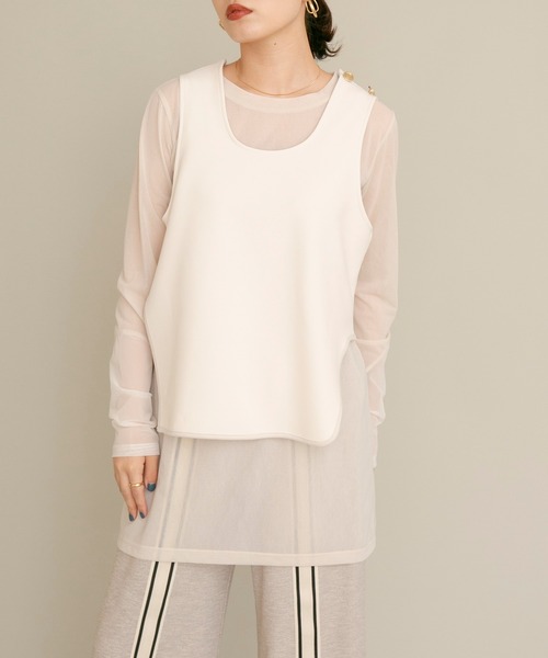 Eimee Law(エイミーロウ)の「シアーインナーSETベストトップス(アンサンブル・レディース・アイボリー/ブラック・38)」の7枚目の写真