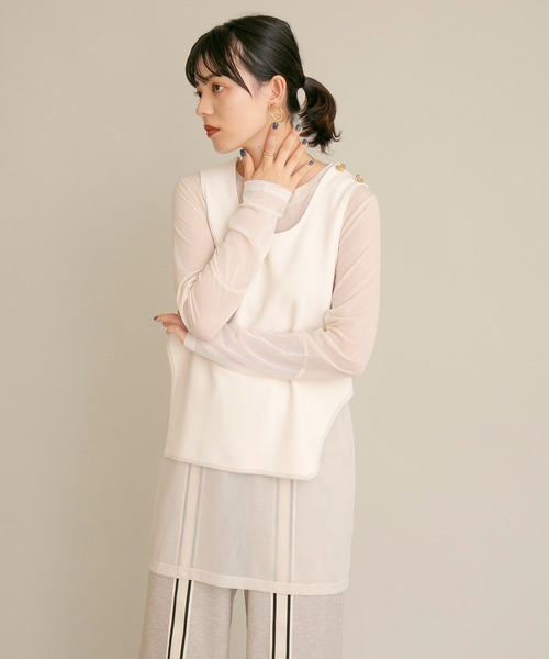 Eimee Law(エイミーロウ)の「シアーインナーSETベストトップス(アンサンブル・レディース・アイボリー/ブラック・38)」の14枚目の写真