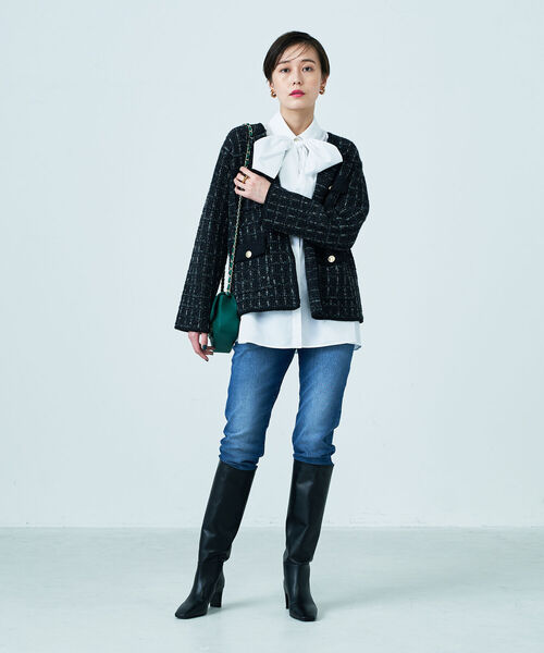 NOLLEY’S(ノーリーズ)の「◇【WEB限定】ラメミックスニットジャケット(カーディガン/ボレロ・レディース・ブラック系その他3/ベージュ系その他3・FREE)」の9枚目の写真