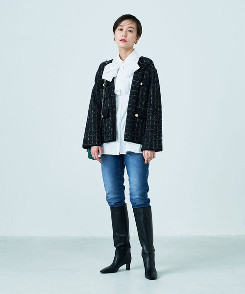 NOLLEY’S(ノーリーズ)の「◇【WEB限定】ラメミックスニットジャケット(カーディガン/ボレロ・レディース・ブラック系その他3/ベージュ系その他3・FREE)」の16枚目の写真