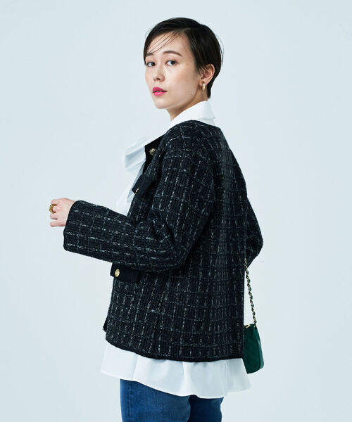 NOLLEY’S(ノーリーズ)の「◇【WEB限定】ラメミックスニットジャケット(カーディガン/ボレロ・レディース・ブラック系その他3/ベージュ系その他3・FREE)」の7枚目の写真