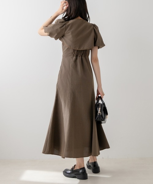 OLIVE des OLIVE(オリーブデオリーブ)の「配色パイピング3ウェイワンピース(ワンピース・レディース・ライトグレー/ブラウン/アイボリー・FREE)」の5枚目の写真