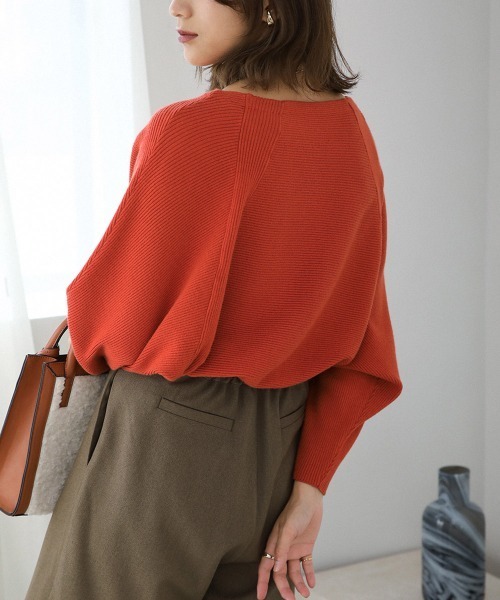 Bou Jeloud（ブージュルード）の「もち軽ラインリブニット（ニット/セーター・レディース・ブラック/カーキ/オレンジ/グリーン/グレー系その他・FREE）」の8枚目の写真