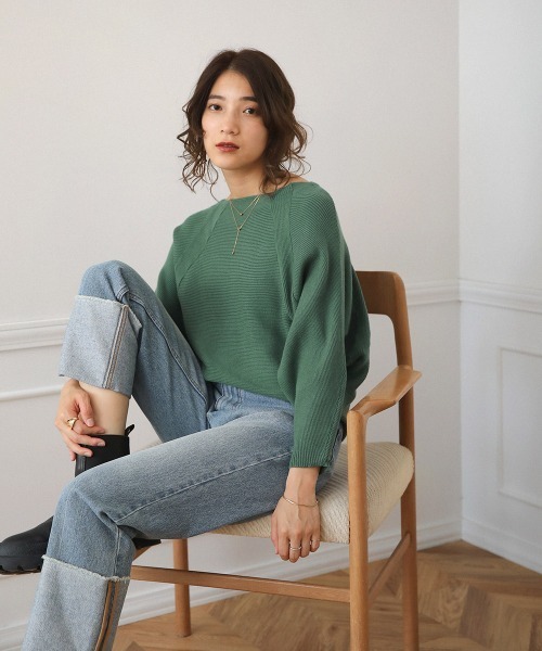 Bou Jeloud（ブージュルード）の「もち軽ラインリブニット（ニット/セーター・レディース・ブラック/カーキ/オレンジ/グリーン/グレー系その他・FREE）」の11枚目の写真