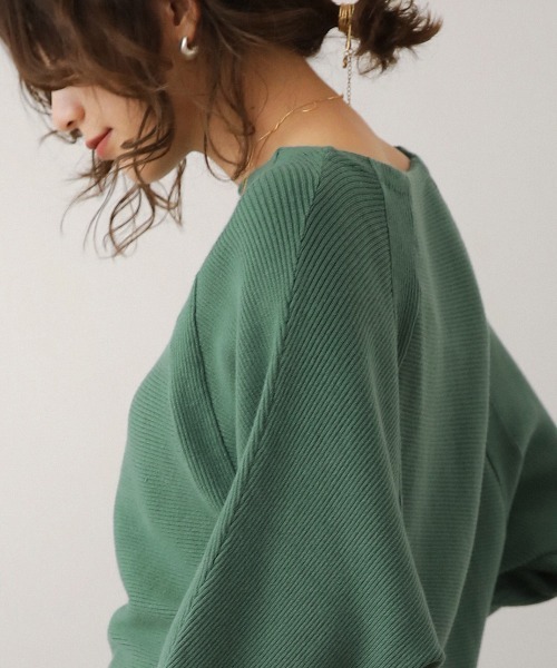 Bou Jeloud（ブージュルード）の「もち軽ラインリブニット（ニット/セーター・レディース・ブラック/カーキ/オレンジ/グリーン/グレー系その他・FREE）」の12枚目の写真