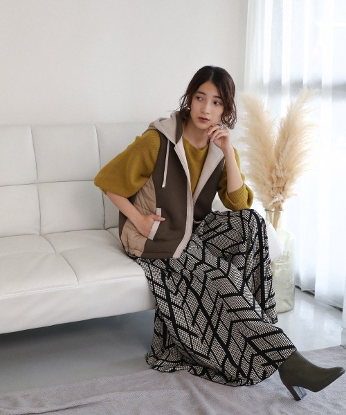 Bou Jeloud（ブージュルード）の「もち軽ラインリブニット（ニット/セーター・レディース・ブラック/カーキ/オレンジ/グリーン/グレー系その他・FREE）」の18枚目の写真